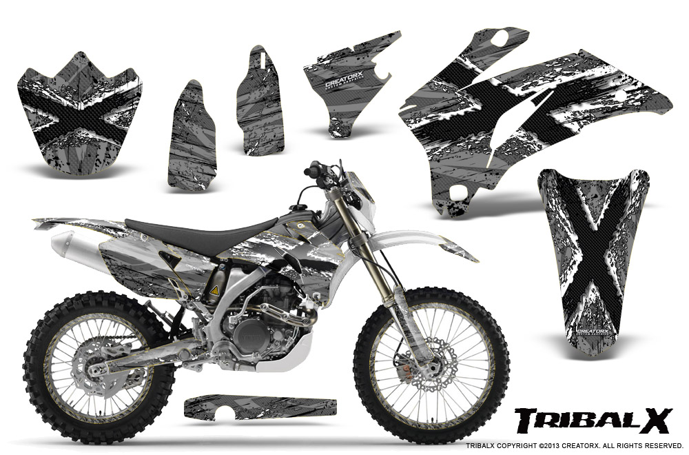 Yamaha WR 250-450 07-10 Graphics Kit TribalX White Silver NP Rims